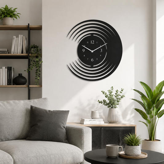 Abstract Vinyl Record Metal Wall Clock - view 2