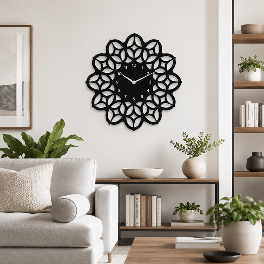 Boho Mandala Decorative Metal Wall Clock - view 2