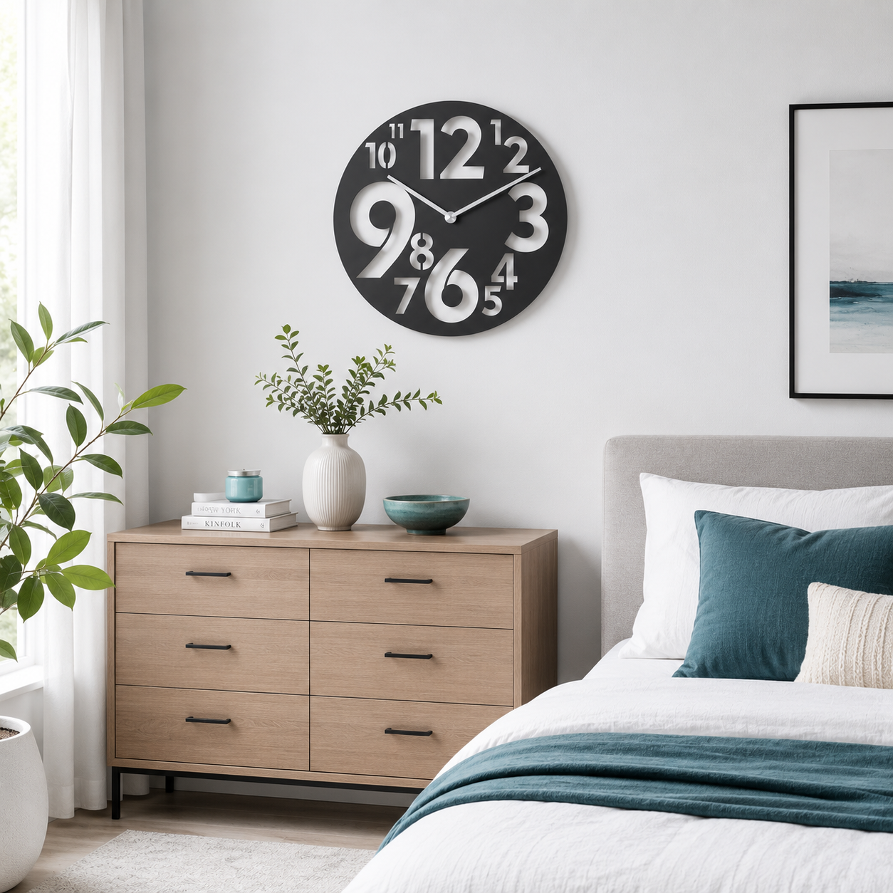 Bold Scattered Numerals Round Metal Wall Clock - view 3