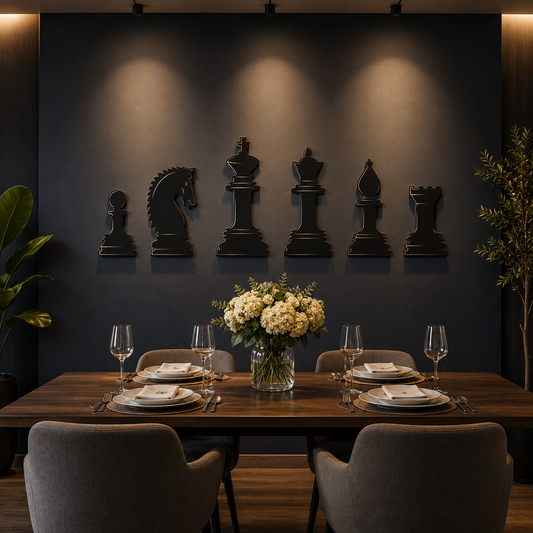 Chess Pieces Six-Piece Metal Wall Art Set - view 2