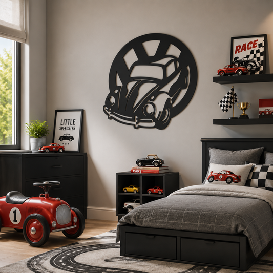 Classic Beetle Car Metal Wall Art - view 2