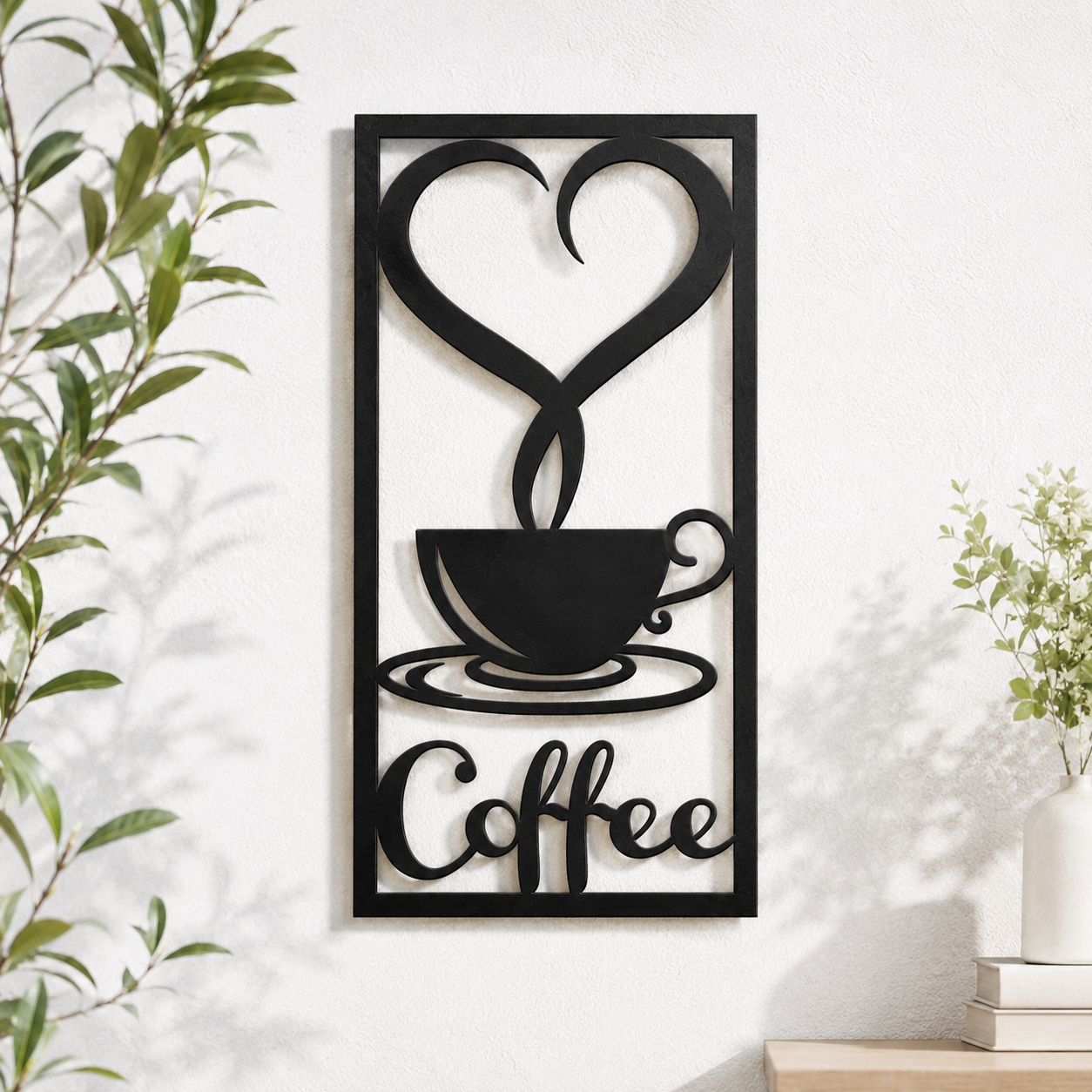 Coffee Cup Heart Metal Wall Art Sign - view 3