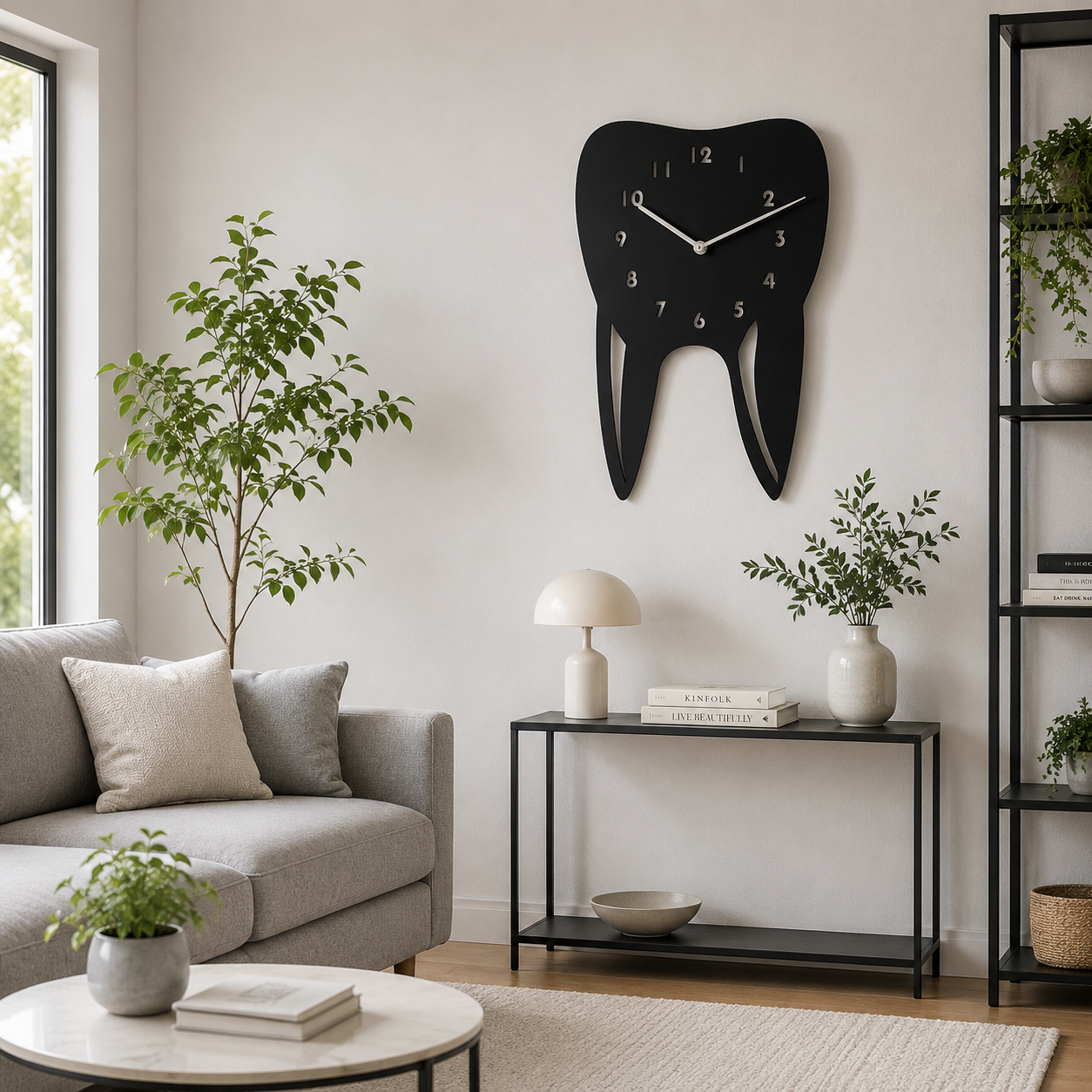 Creative Tooth Shaped Metal Wall Clock - view 3