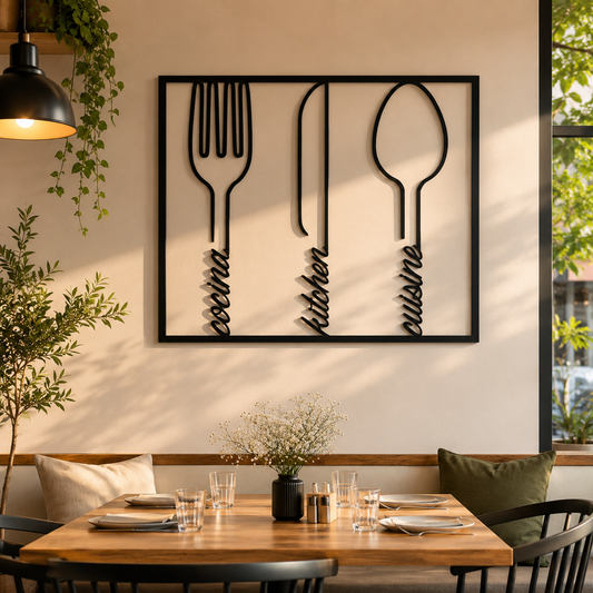 Fork Knife Spoon Kitchen Cuisine Metal Wall Art - view 2