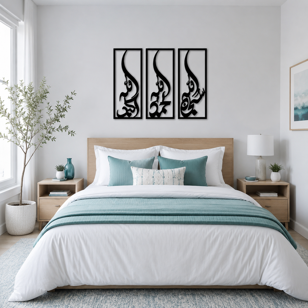 Tasbeeh e Fatima Three-Panel Islamic Metal Wall Art - view 3