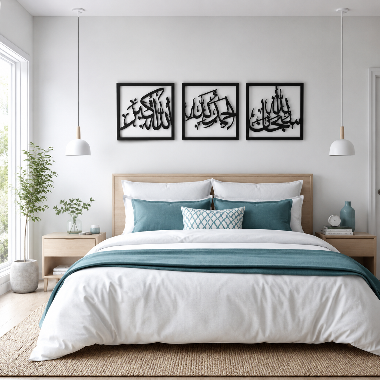 Tasbeeh e Fatima Square Three-Panel Islamic Metal Wall Art - view 3