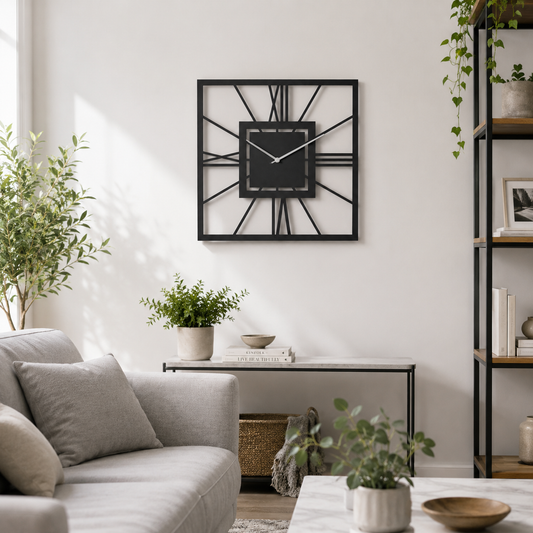 Laser Cut Modern Geometric Square Metal Wall Clock - view 2