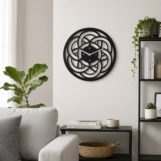 Laser Cut Openwork Floral Mandala Metal Wall Clock - view 2