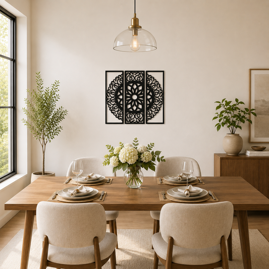 Ornate Mandala Floral Circle Metal Wall Art - view 2