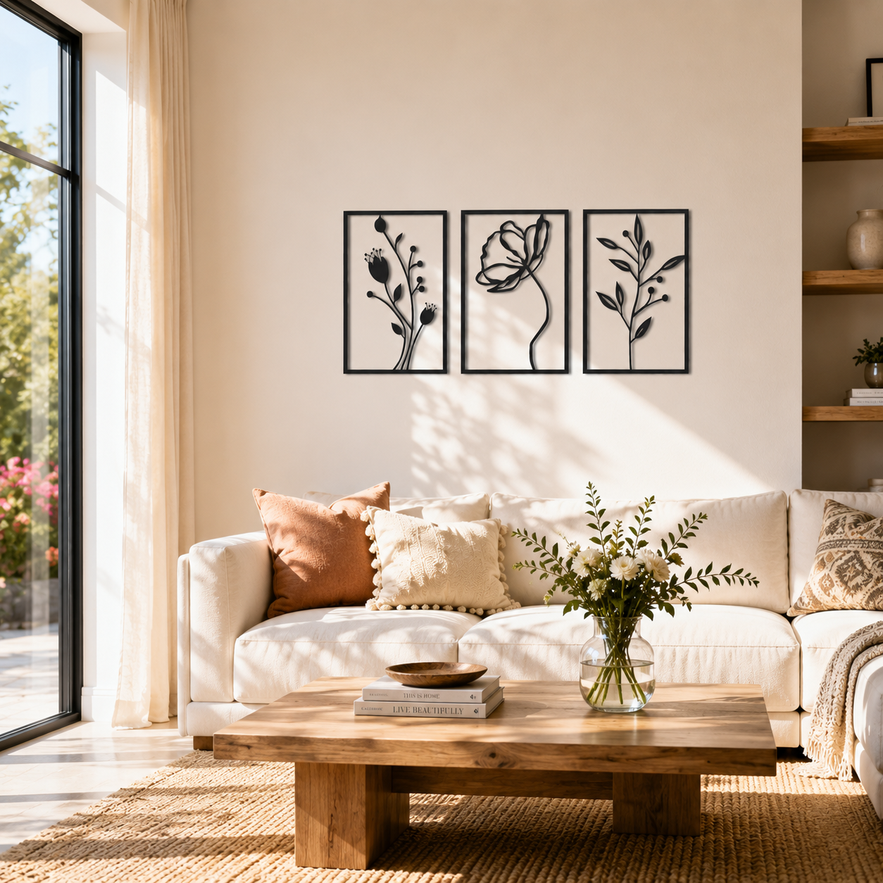 Botanical Wildflower Triptych Metal Wall Art - view 3