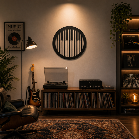 Round Piano Keys Music Metal Wall Art - view 2