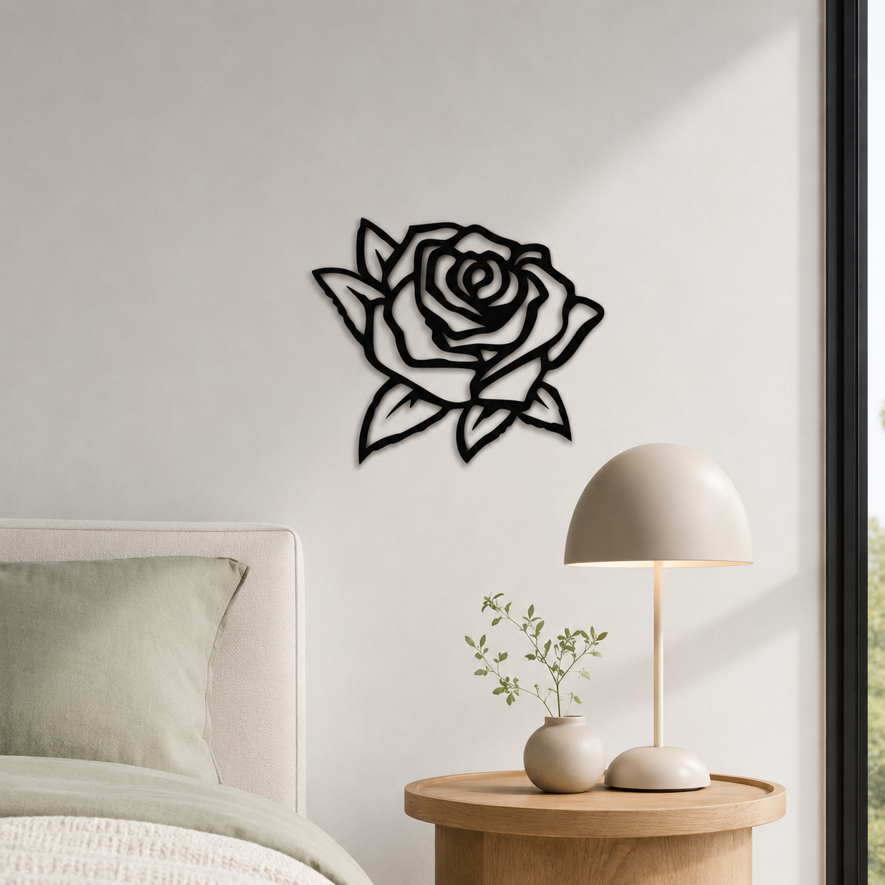 Blooming Rose Flower Botanical Metal Wall Art - view 3