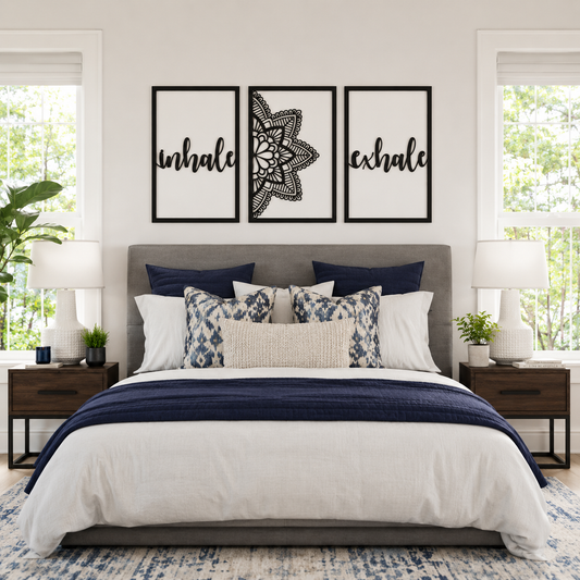 Inhale Exhale Mandala Three-Panel Metal Wall Art - view 2