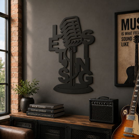 Let's Listen And Sing Microphone Metal Wall Art - view 2