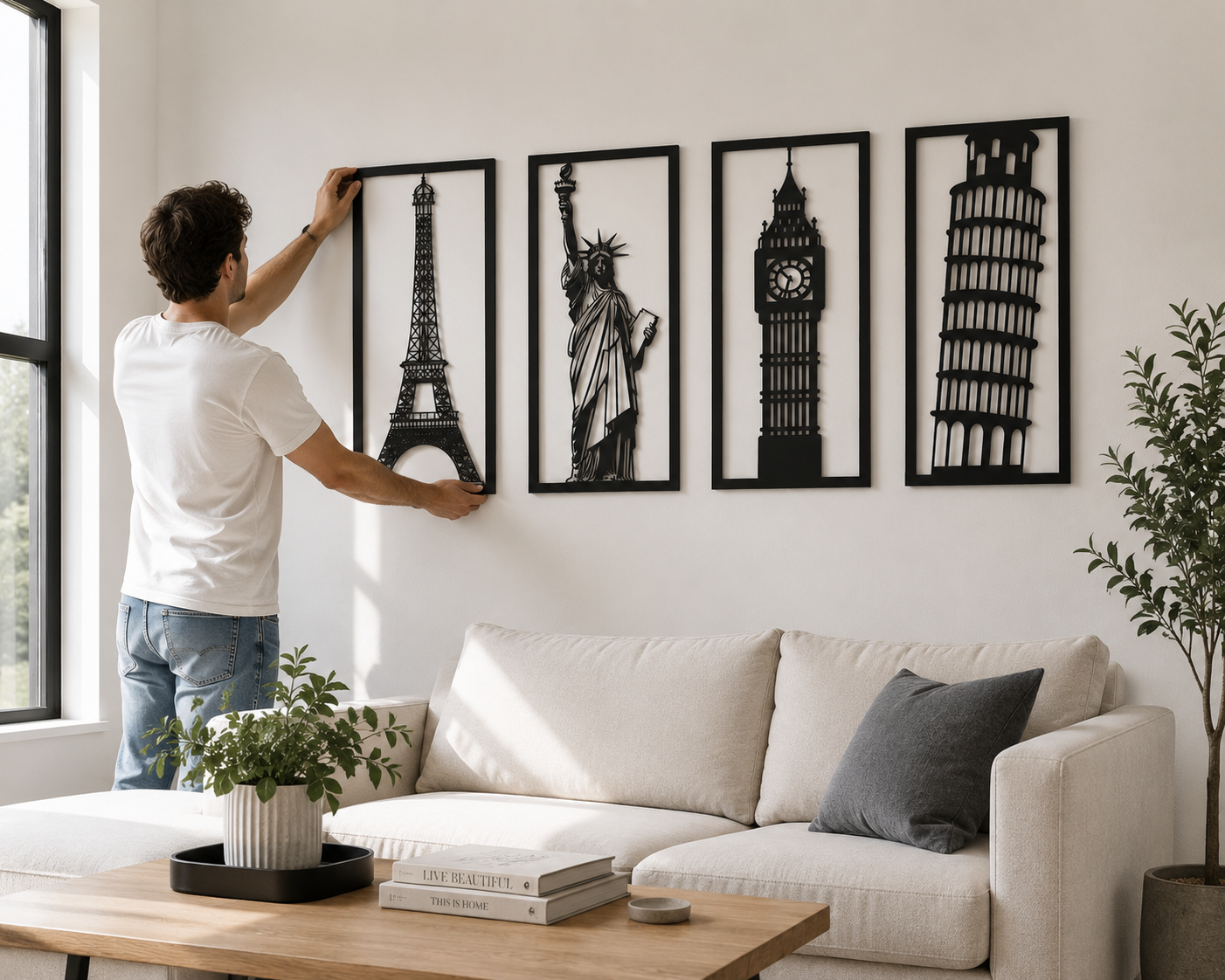 World Landmarks Four Panel Set Metal Wall Art - view 3