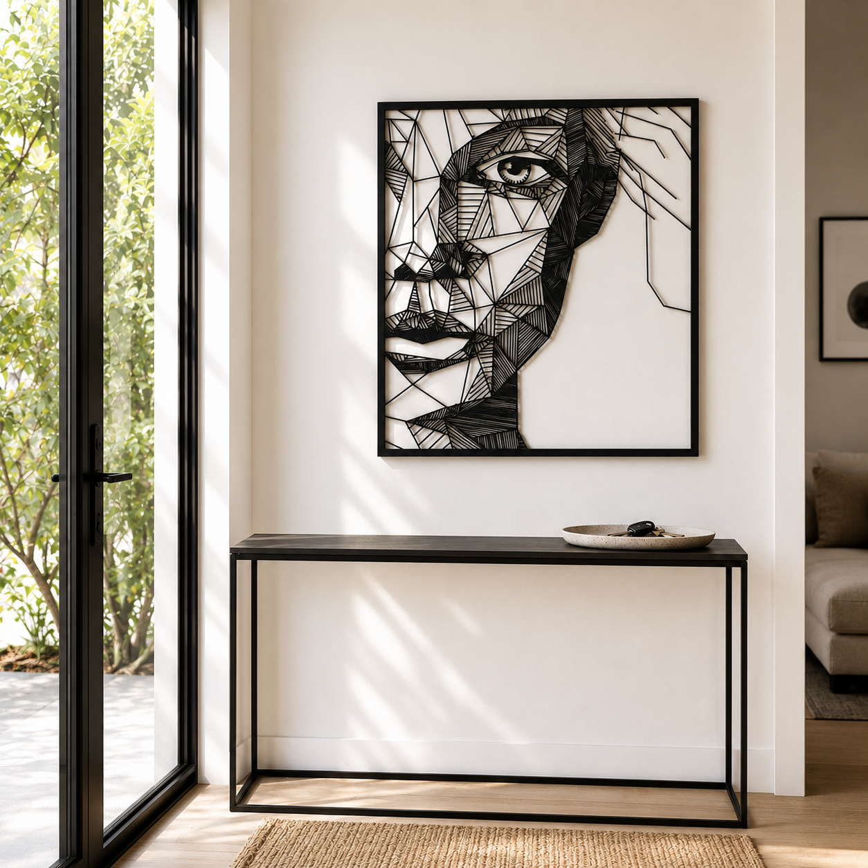 Abstract Geometric Woman Face Metal Wall Art - view 3