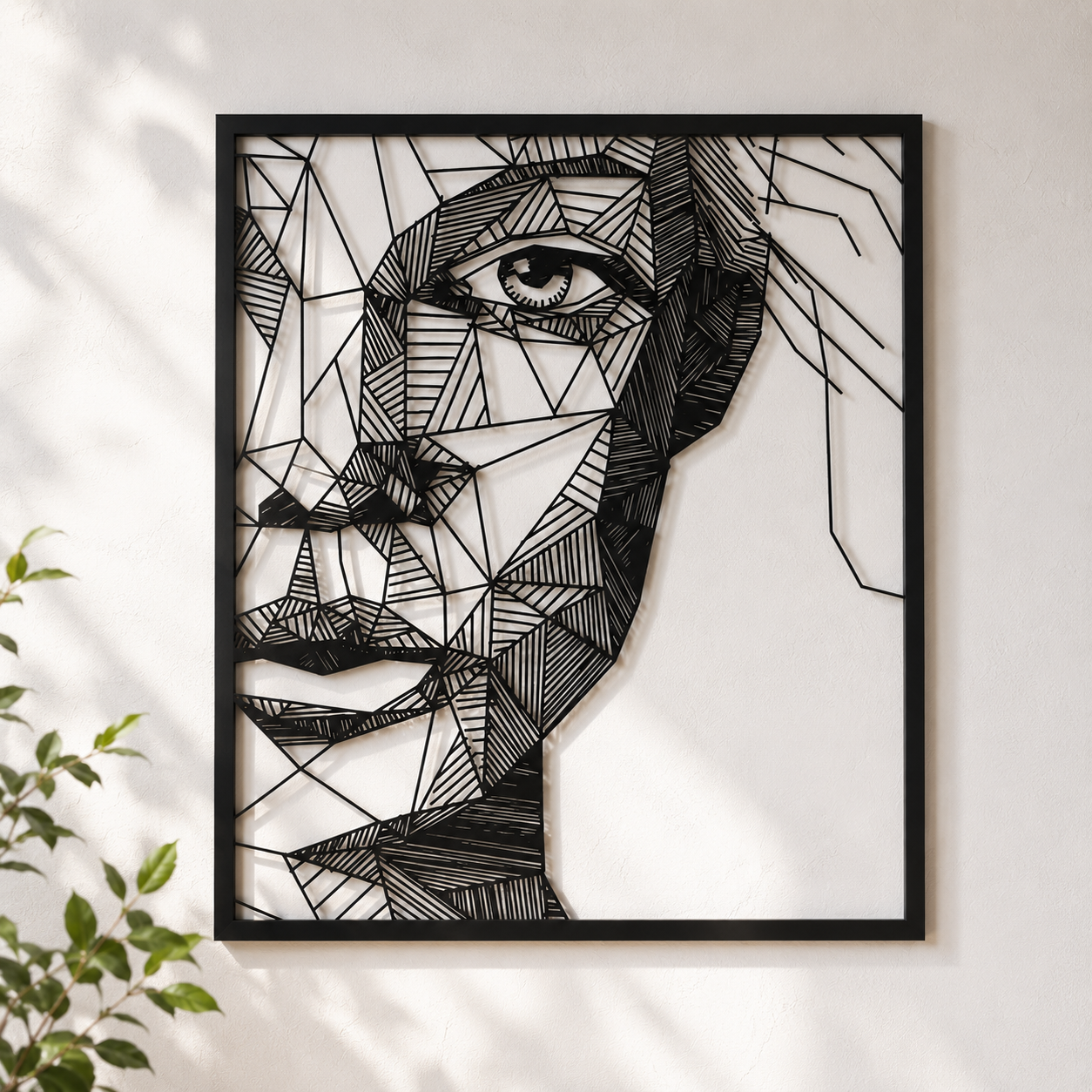 Abstract Geometric Woman Face Metal Wall Art - view 4