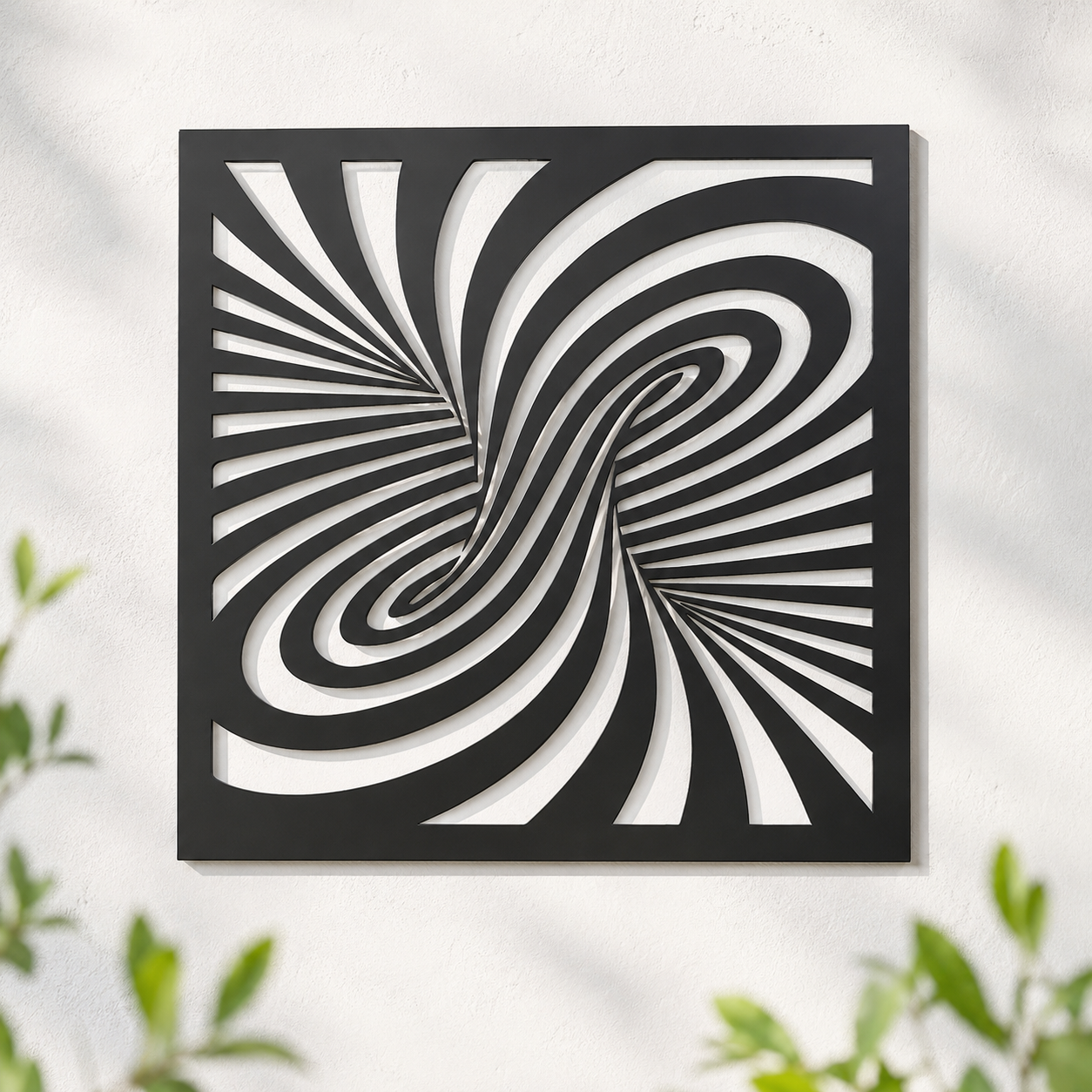 Abstract Optical Swirl Metal Wall Art