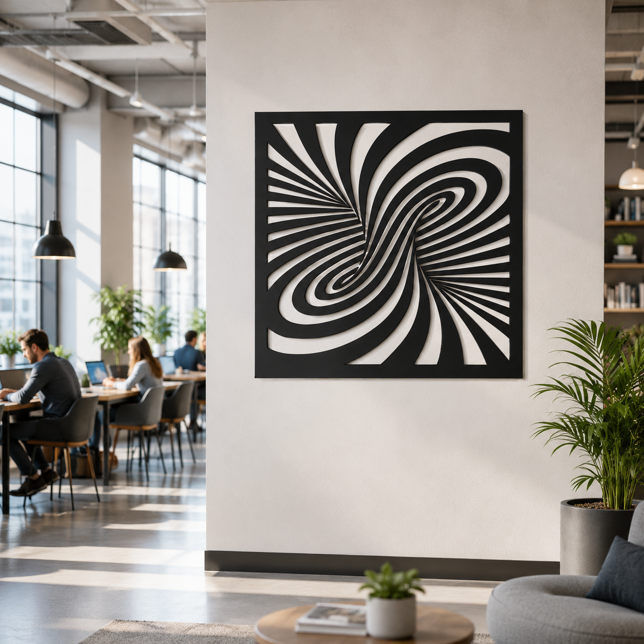 Abstract Optical Swirl Metal Wall Art - view 2