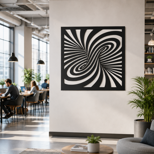 Abstract Optical Swirl Metal Wall Art - view 2