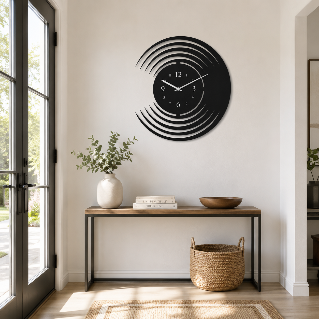 Abstract Vinyl Record Metal Wall Clock - view 3