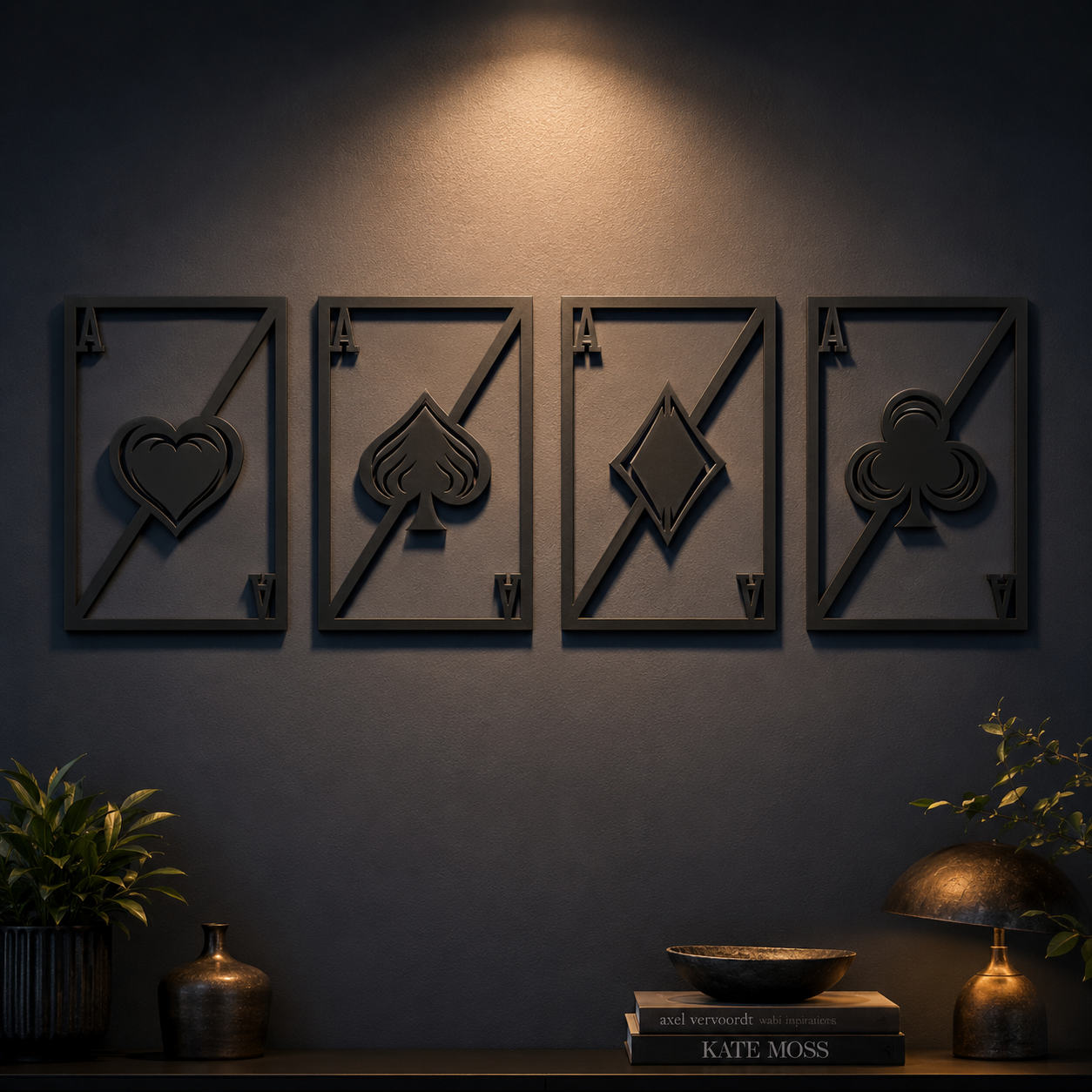 Aces Playing Cards Metal Wall Art Set
