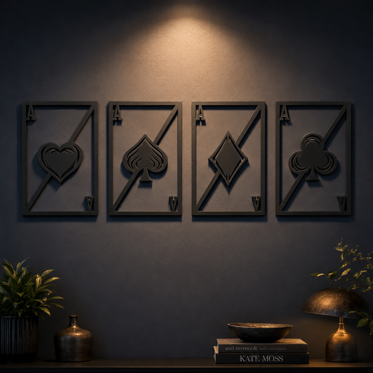 Aces Playing Cards Metal Wall Art Set