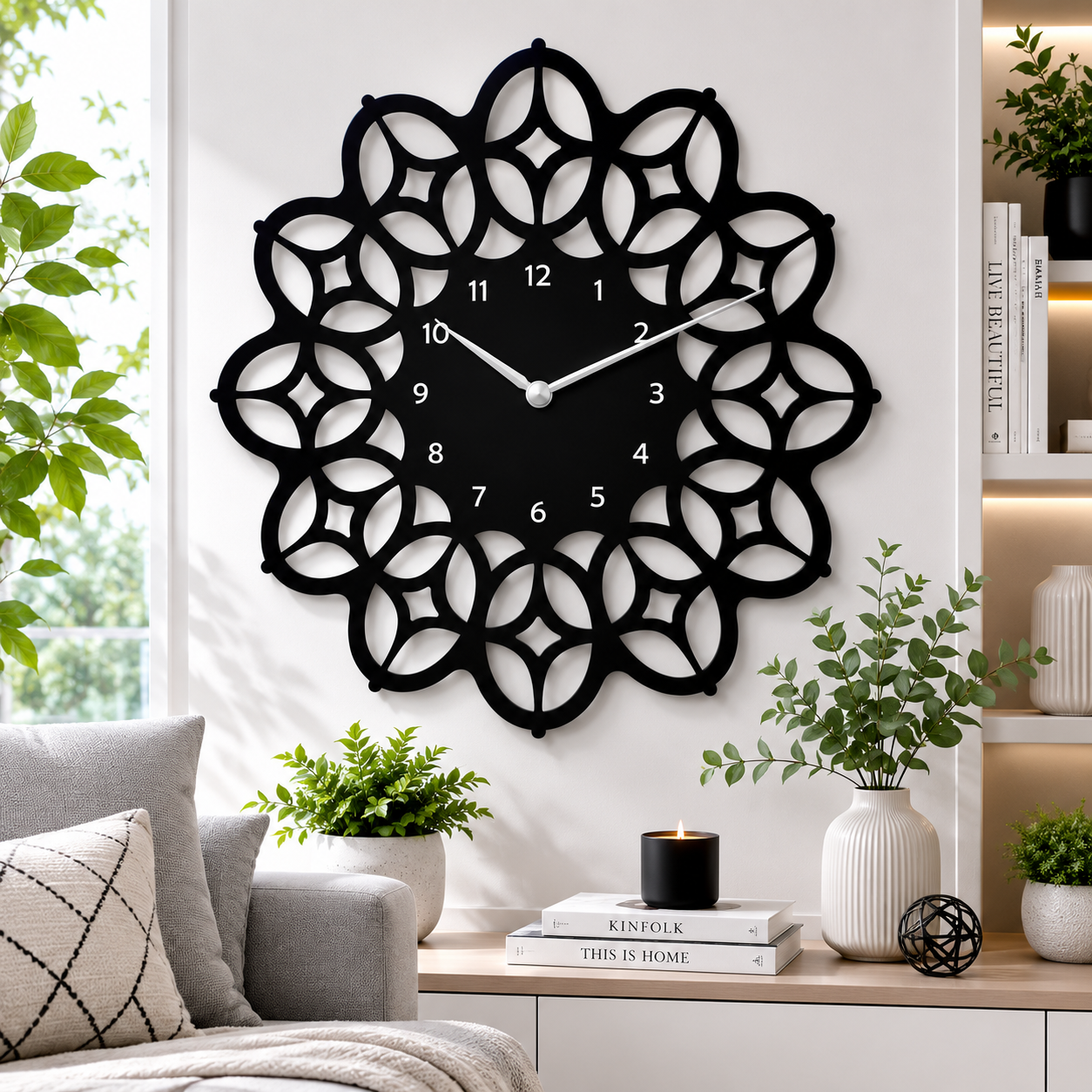 Boho Mandala Decorative Metal Wall Clock - view 3