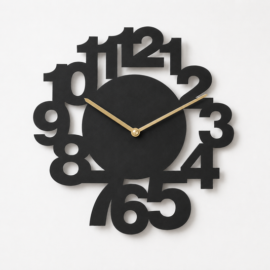Bold Scattered Numerals Statement Metal Wall Clock