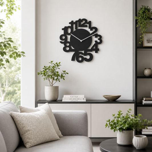 Bold Scattered Numerals Statement Metal Wall Clock - view 2