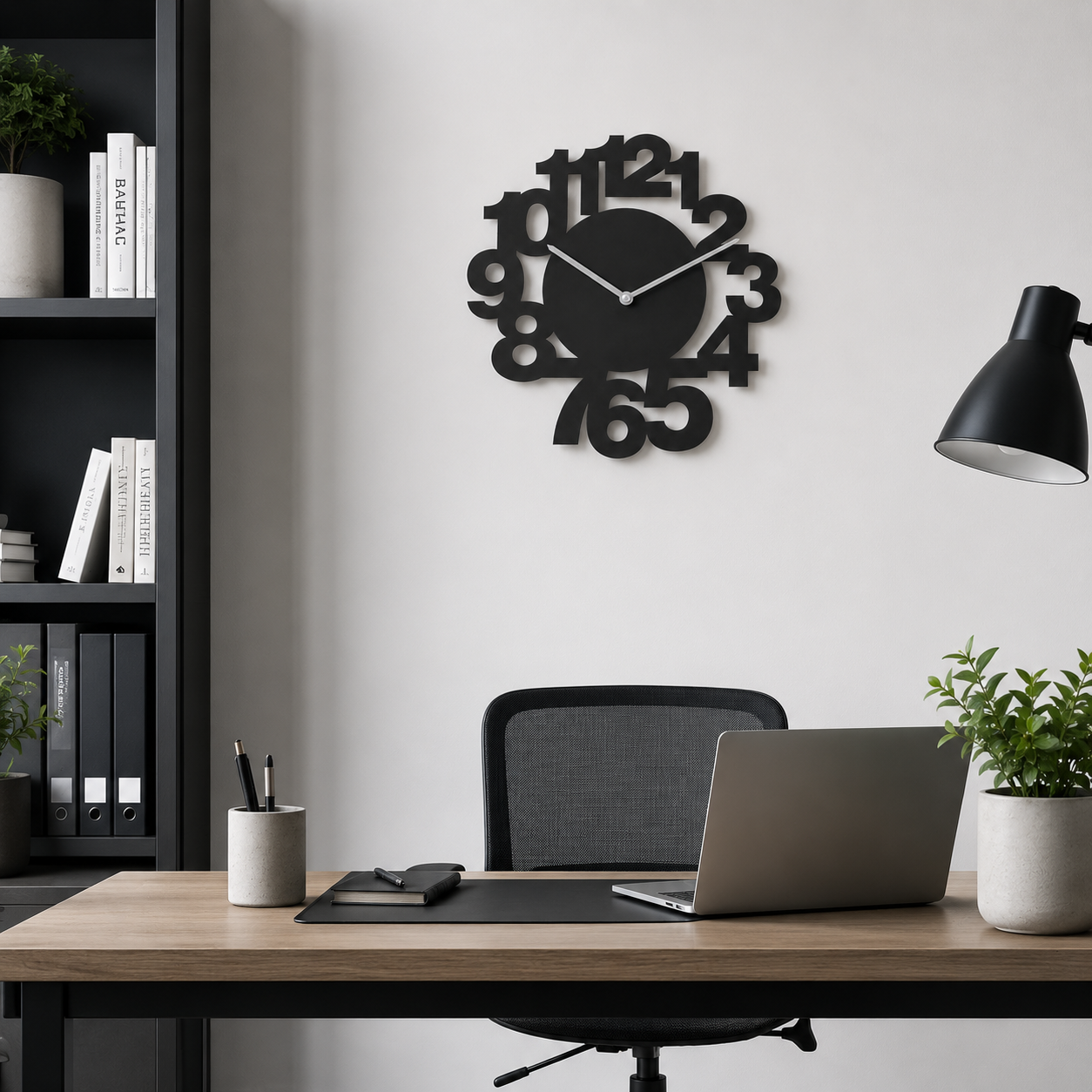 Bold Scattered Numerals Statement Metal Wall Clock - view 3