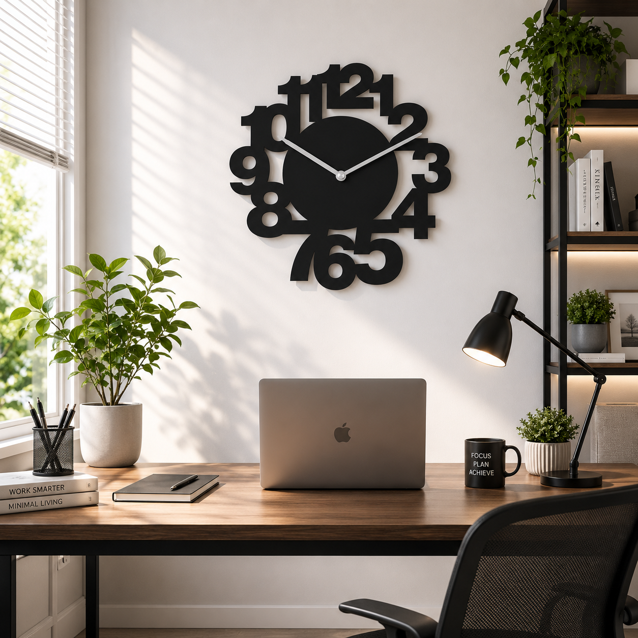 Bold Scattered Numerals Statement Metal Wall Clock - view 4