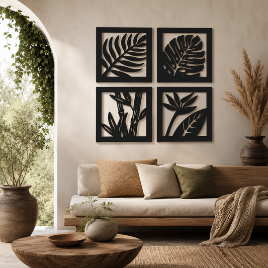 Botanical Leaf Grid Metal Wall Art - view 2