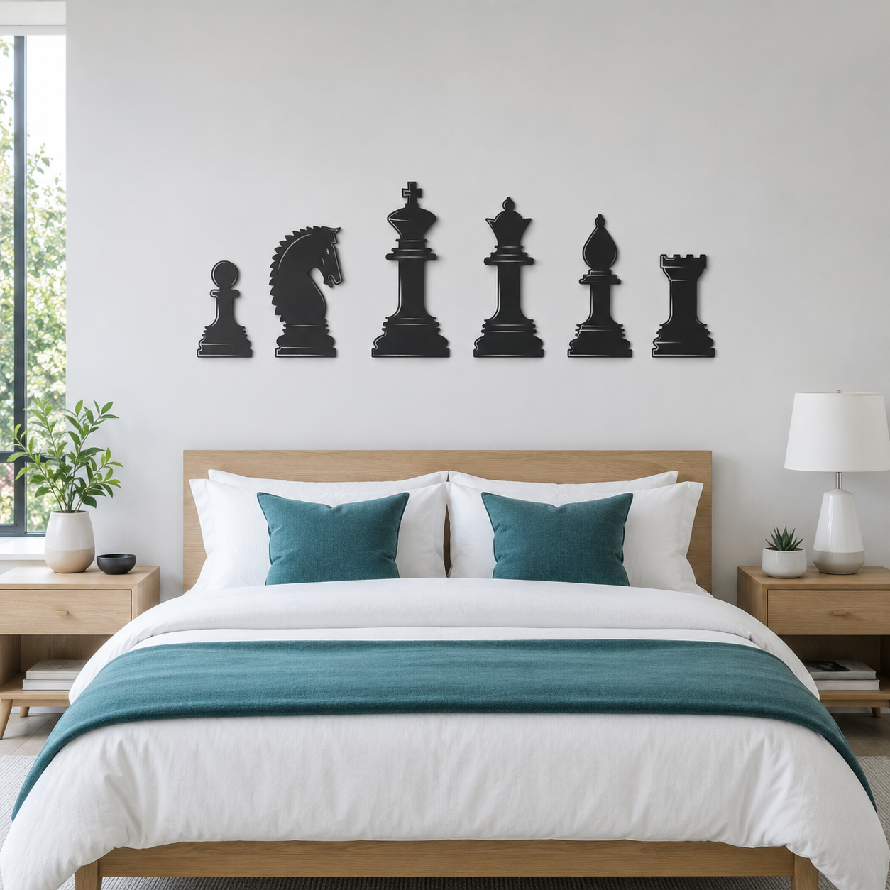 Chess Pieces Six-Piece Metal Wall Art Set - view 3
