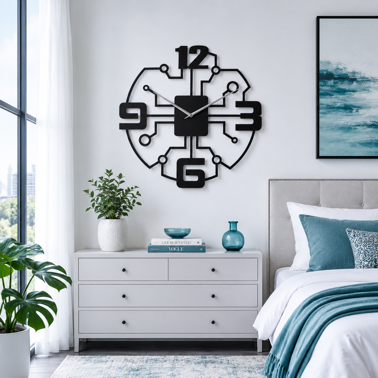 Circuit Board Diagram Modern Metal Wall Clock - view 3