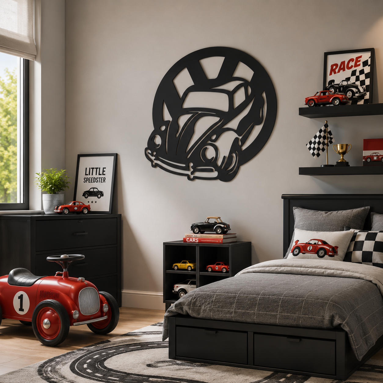 Classic Beetle Car Metal Wall Art - view 2