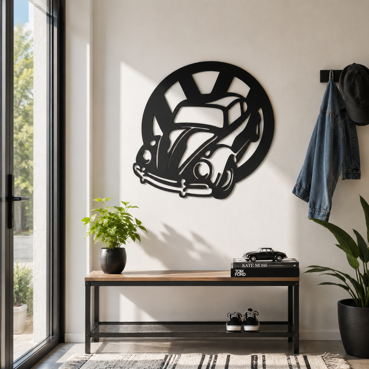 Classic Beetle Car Metal Wall Art - view 3