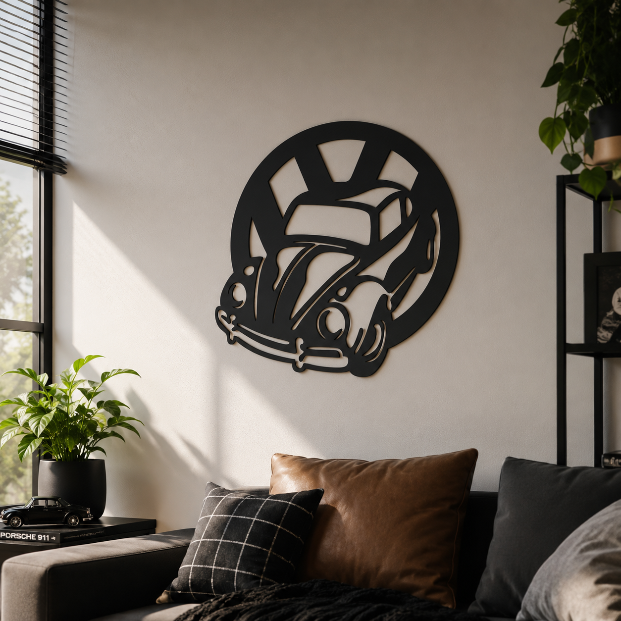 Classic Beetle Car Metal Wall Art - view 4