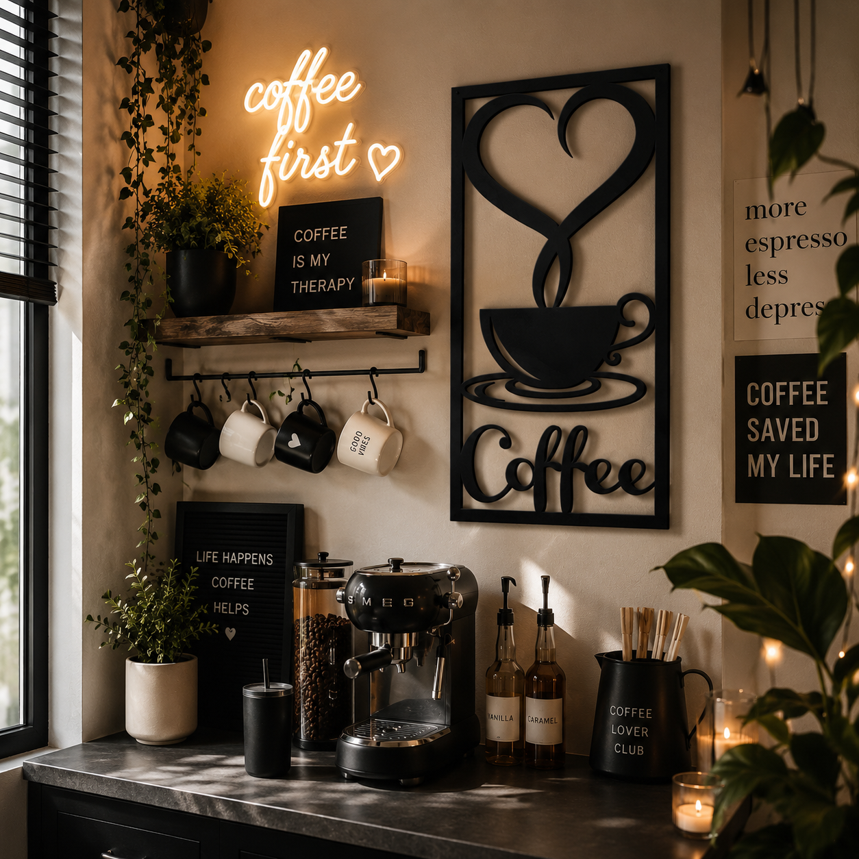 Coffee Cup Heart Metal Wall Art Sign - view 2