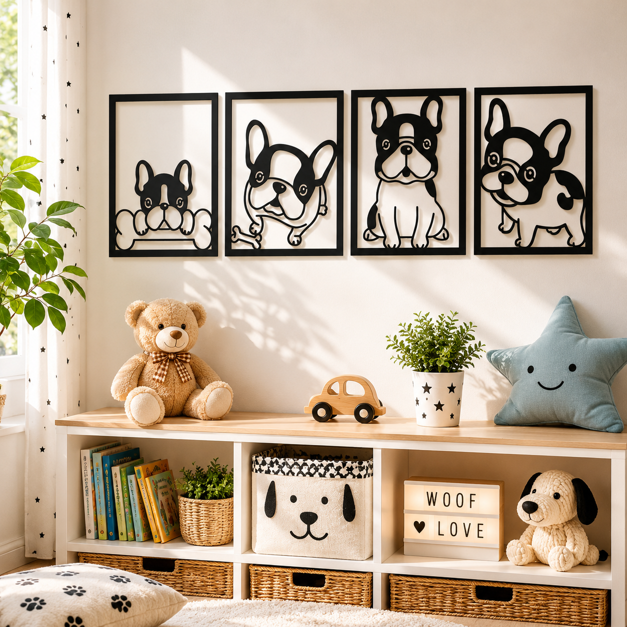 Cute French Bulldog Puppies Metal Wall Art - view 2