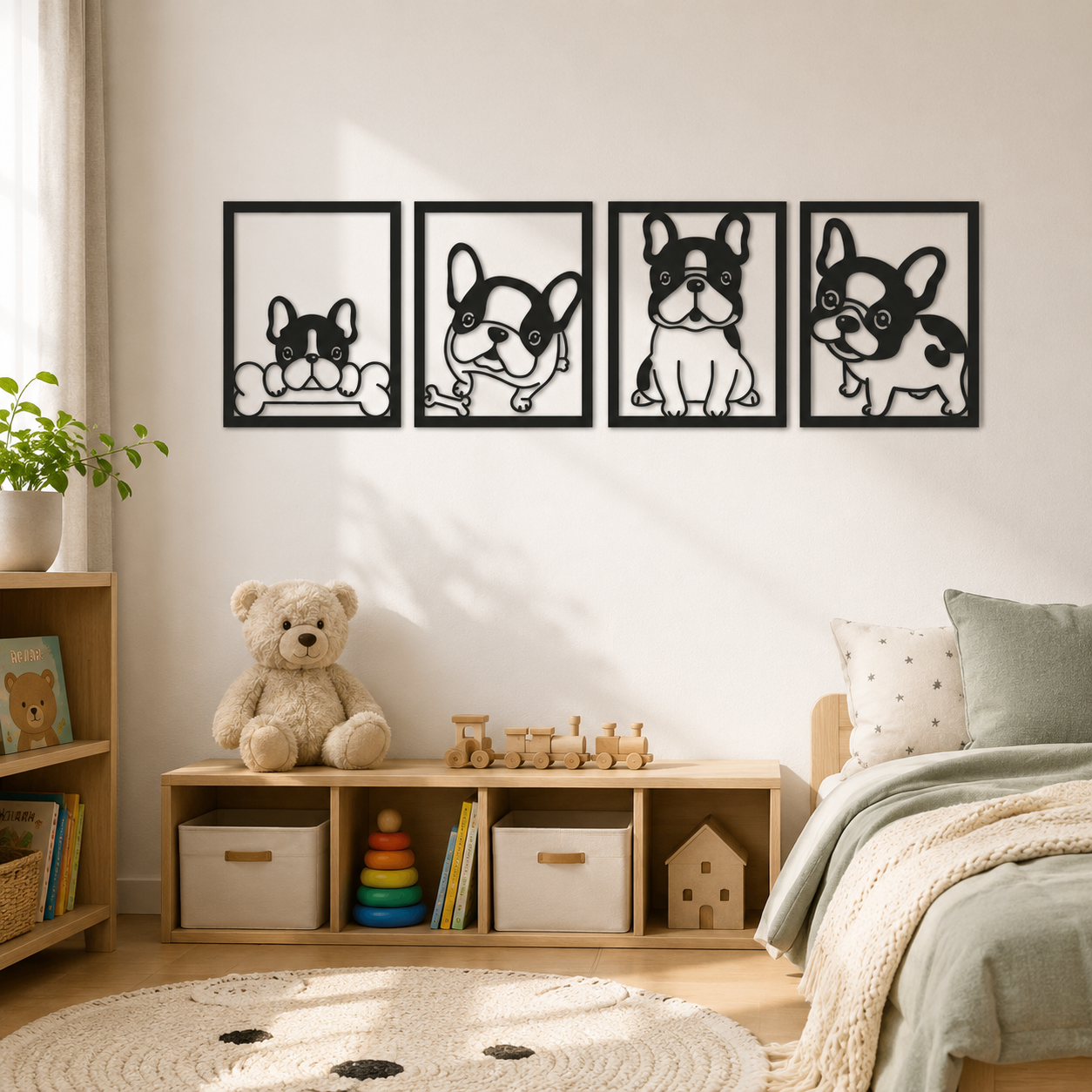 Cute French Bulldog Puppies Metal Wall Art - view 3