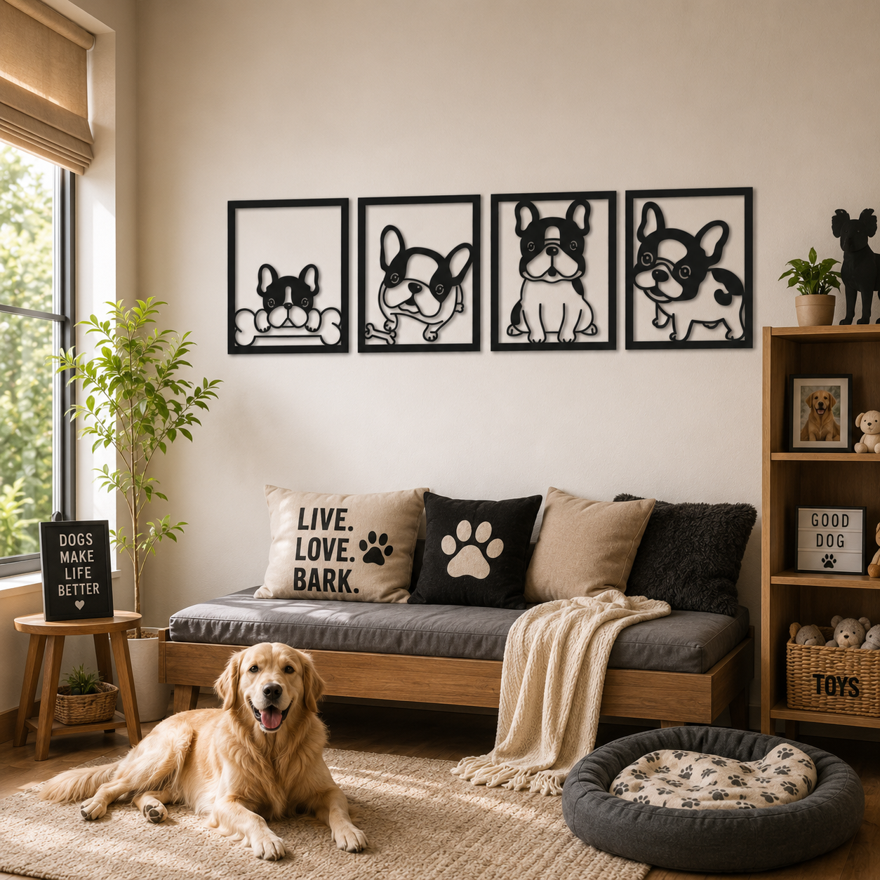 Cute French Bulldog Puppies Metal Wall Art - view 4