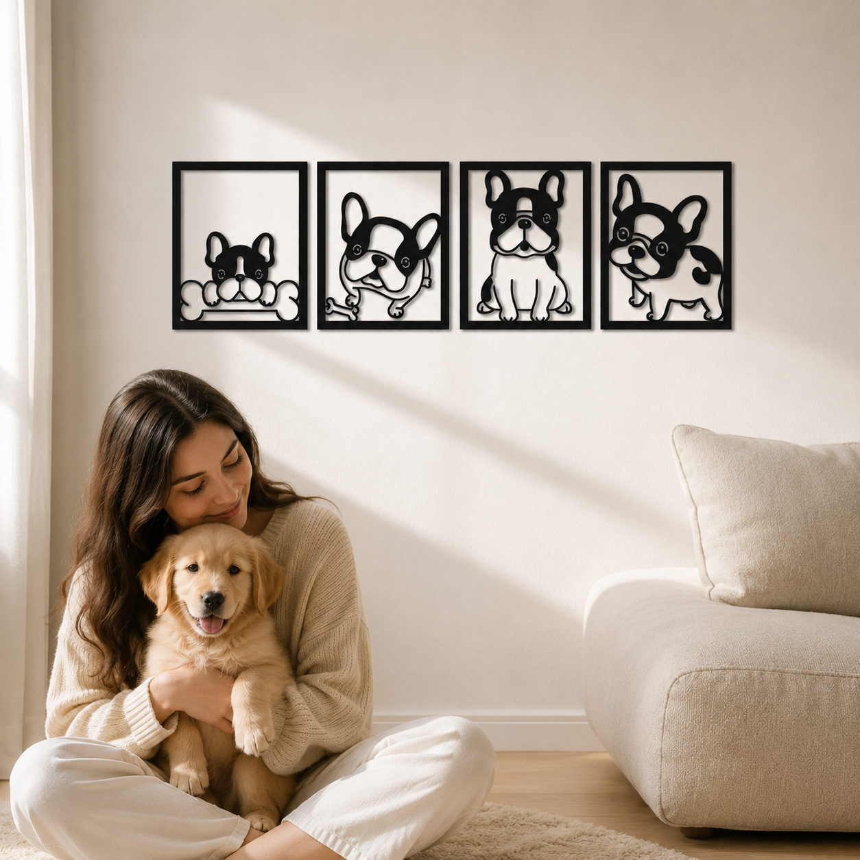 Cute French Bulldog Puppies Metal Wall Art - view 5