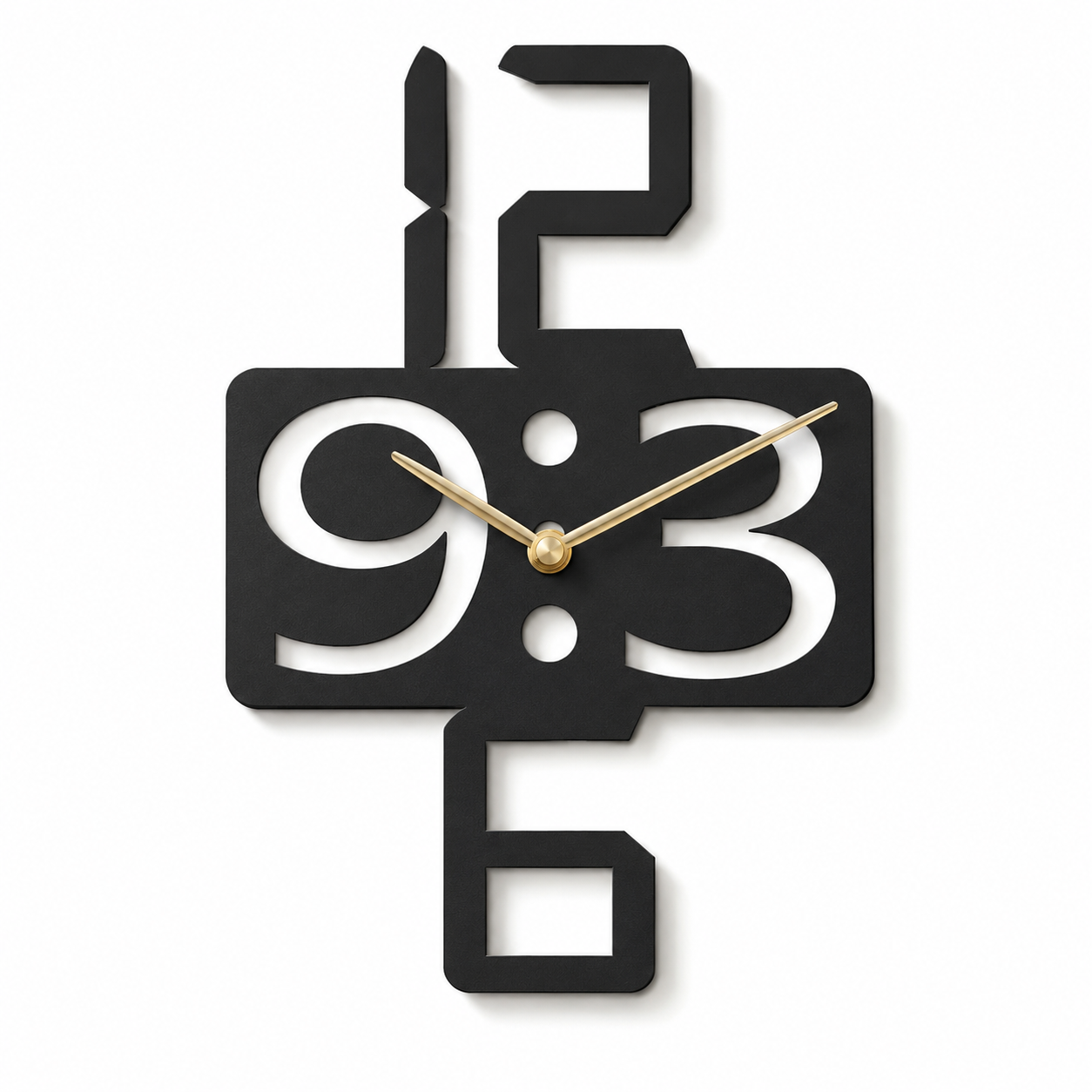 Digital Style Cross Numerals Metal Wall Clock