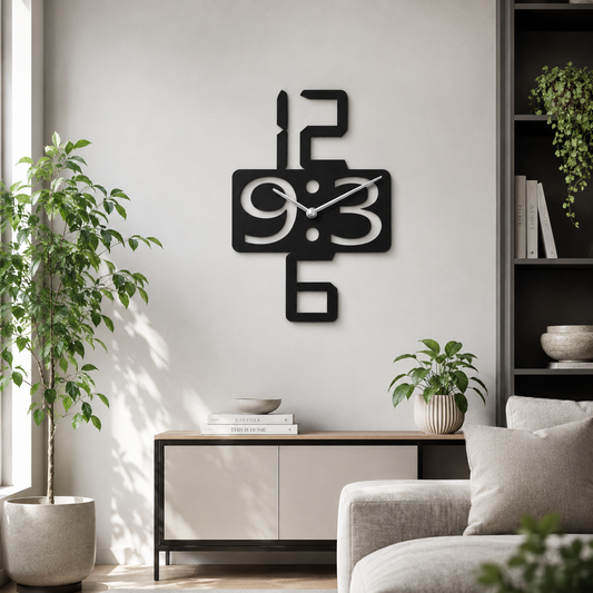 Digital Style Cross Numerals Metal Wall Clock - view 2