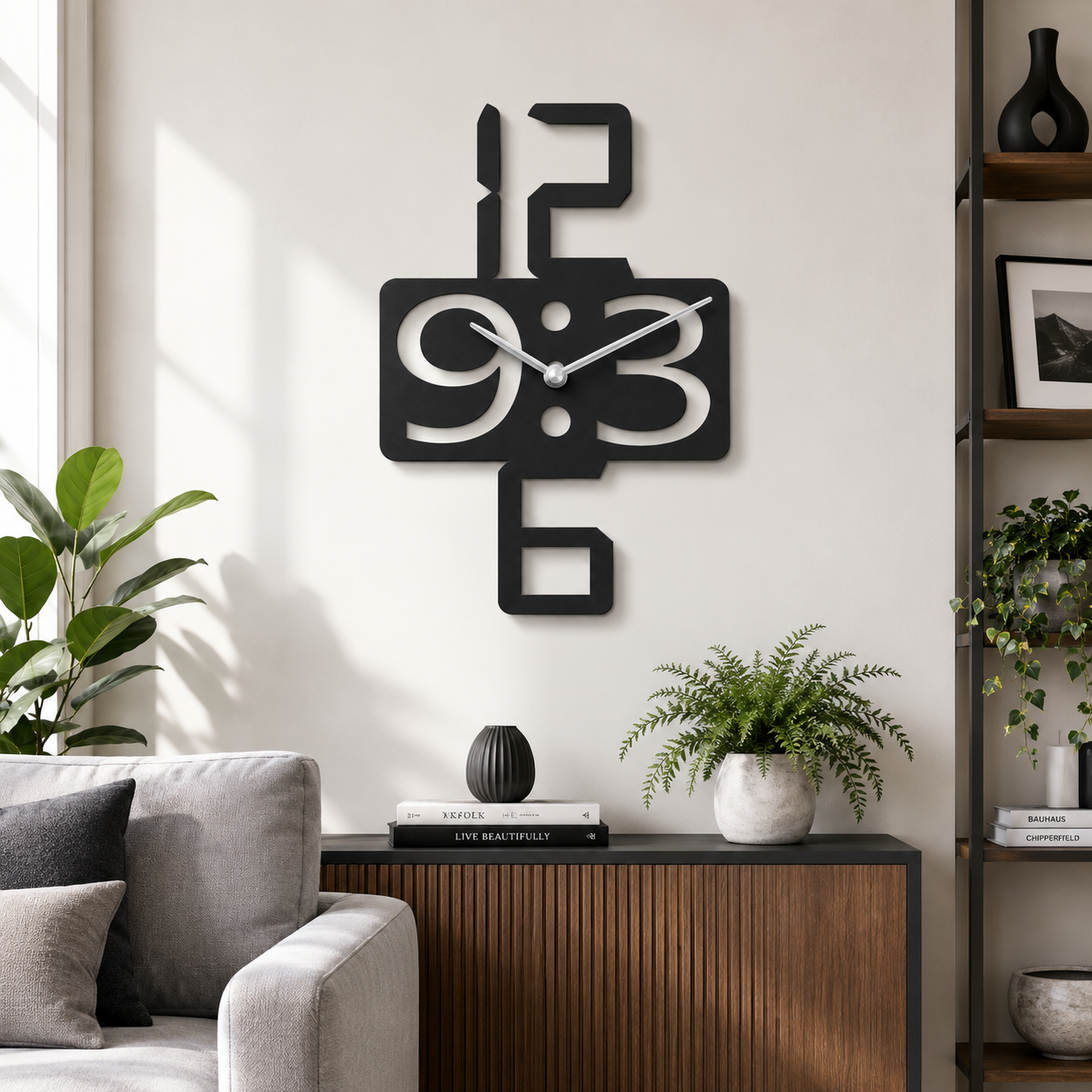 Digital Style Cross Numerals Metal Wall Clock - view 3