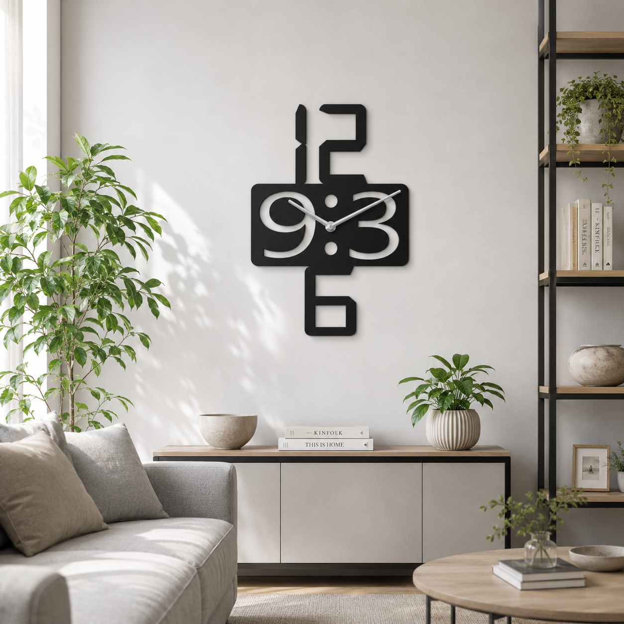 Digital Style Cross Numerals Metal Wall Clock - view 4