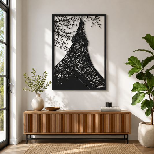 Eiffel Tower Worm's Eye View Metal Wall Art