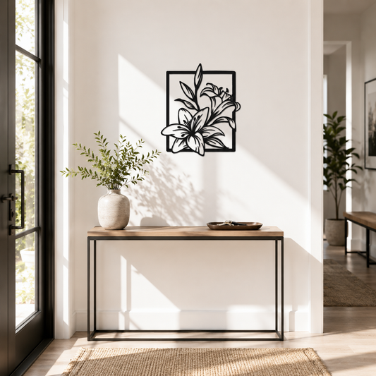 Elegant Lily Bouquet Framed Metal Wall Art - view 2