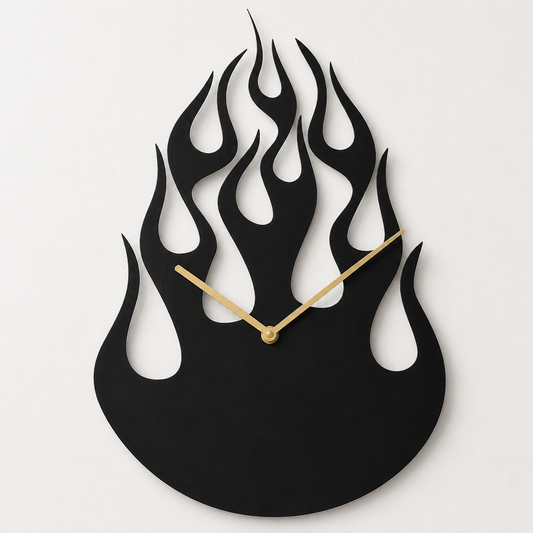 Fire Flame Metal Wall Clock